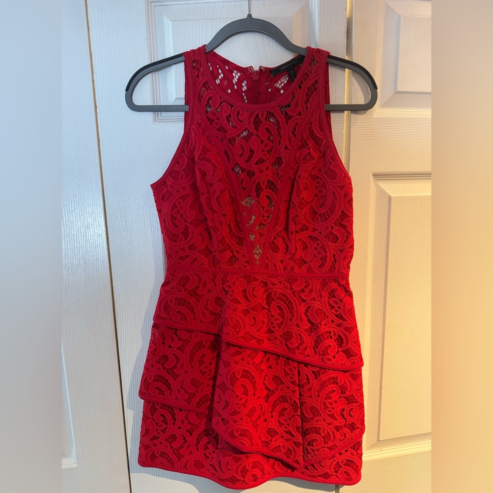 BCBGMaxAzria Red Lace Mini - Picture 3 of 4